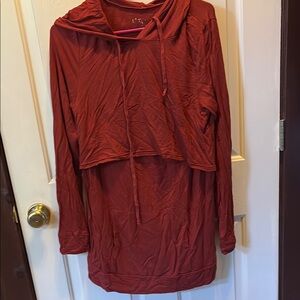 Latched Mama Hooded Nursing Long Sleeve Top sz L